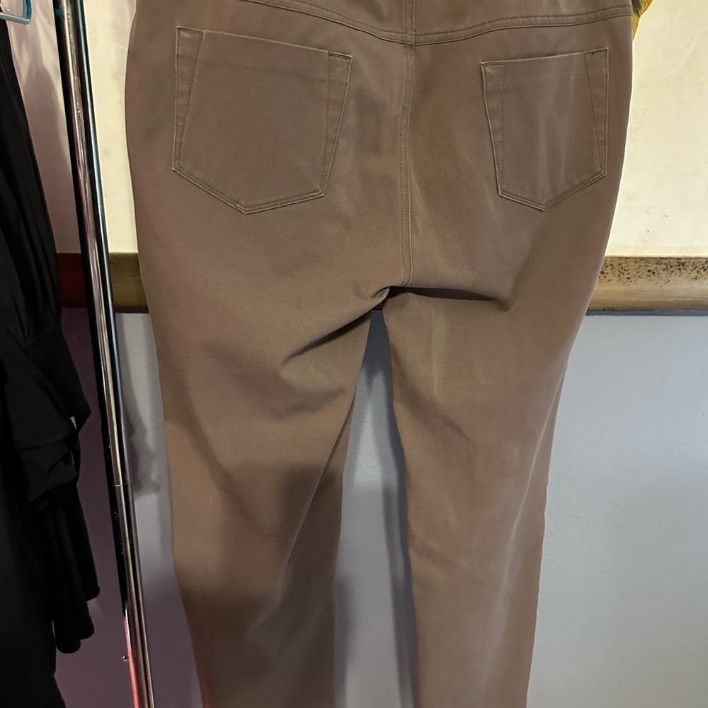 Ecru size 10 dark khaki colored pants. Very soft. Leather accents - Picture 2 of 7